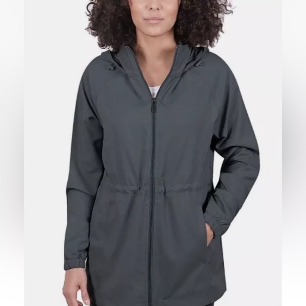 Kirkland Signature Women Dark Gray Hooded Anorak Jacket Large Water Resistant - Picture 1 of 14